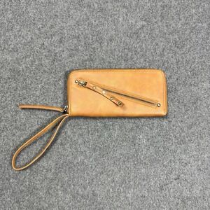 Free People Vegan Leather Wristlet Wallet Zip Around Brown Clutch